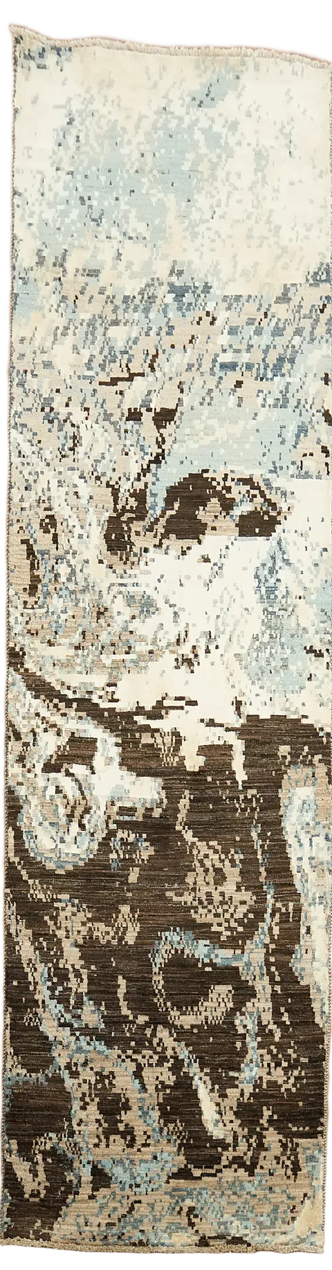 Vegetable Dye Modern Abstract Oriental Runner Rug 3x10
