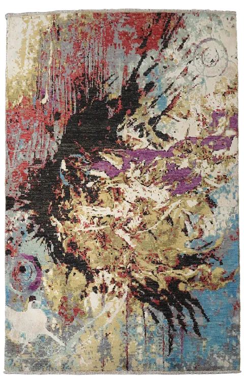 Vegetable Dye Contemporary Abstract Oriental Area Rug 4x6