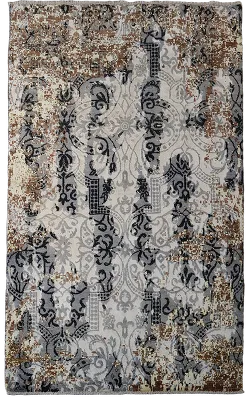 Antique-inspired Rug with Modern Bold Patterns and Swirls 4'x6'