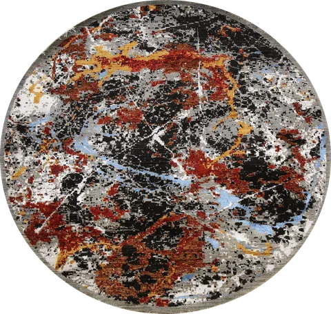 Round Vegetable Dye Abstract Oriental Area Rug 6x6