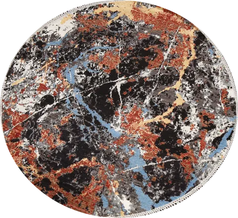 Vegetable Dye Modern Round Abstract Oriental Area Rug 6x6