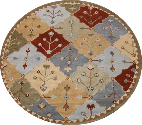 Floral Round Rug 8x8