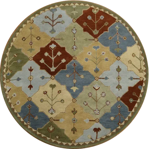 Floral Round Rug 8x8