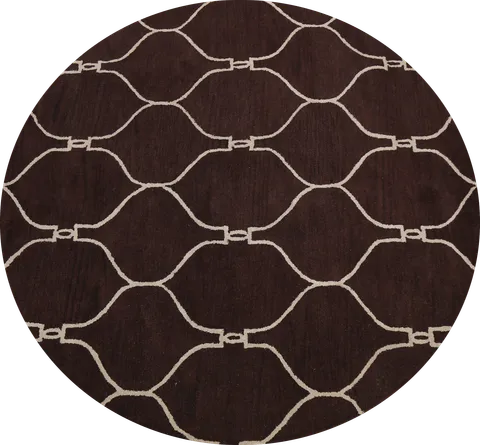 Chocolate Brown Trellis Round Rug 8x8