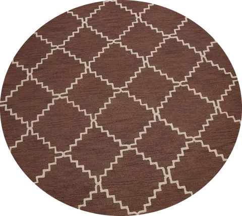 Mocha Brown Trellis Round Rug 8x8
