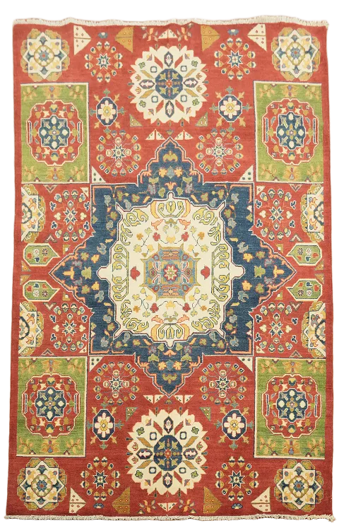 Geometric Kazak Oriental Area Rug 5x8