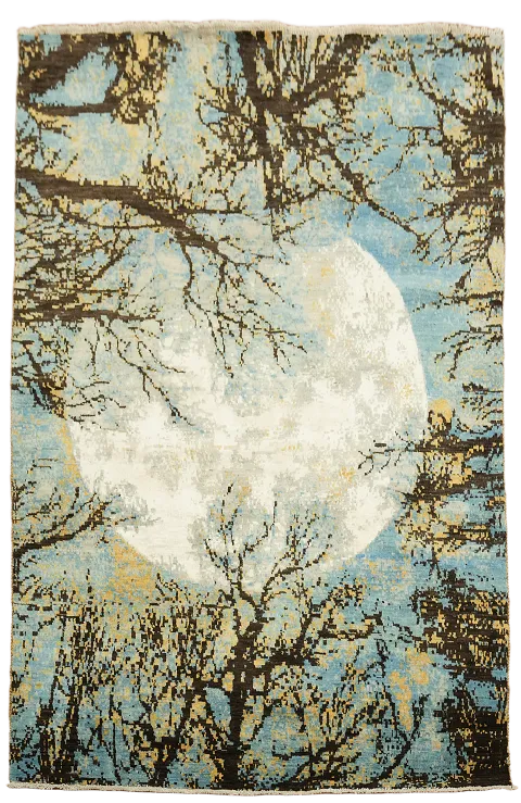 Nature-Inspired Moonlight Rug for a Magical Ambiance 5x8 ft