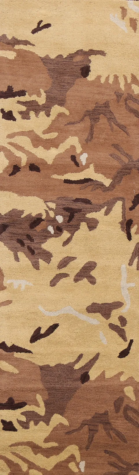 Embrace Nature with Our Brown and Beige Abstract Pattern Rug 3'x10'