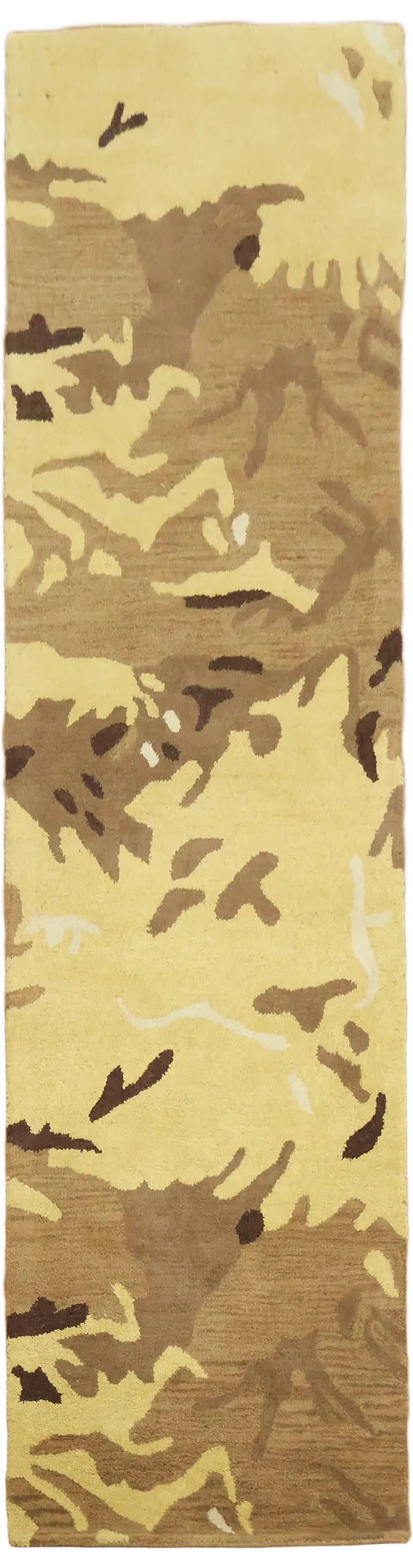 Embrace Nature with Our Brown and Beige Abstract Pattern Rug 3'x10'
