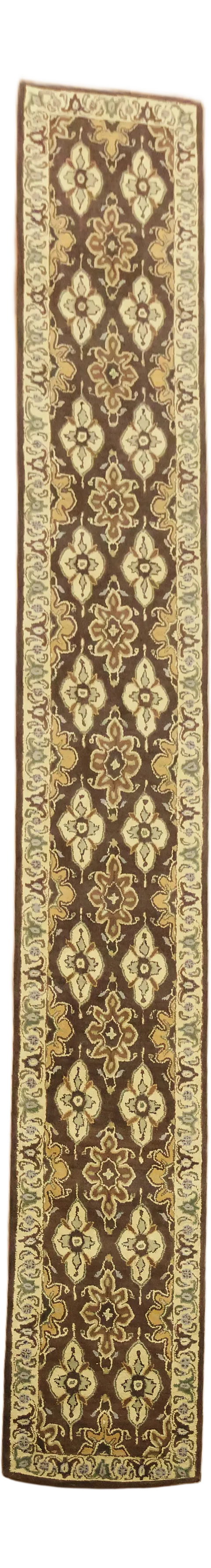Brown Floral Runner Rug 3x19