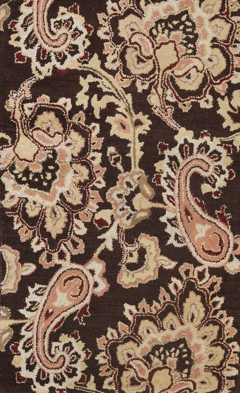 Luxury Brown Rug Featuring Exquisite Floral Patterns 3'x5'