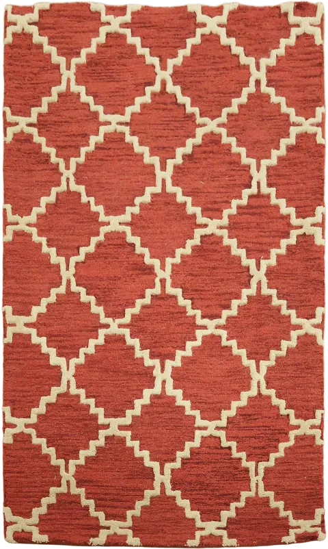 Red Trellis Tufted Accent Rug 3x5