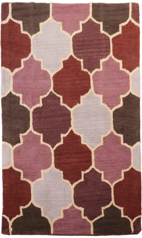 Sophisticated  Tufted Trellis Rug in Plush Burgundy Shades 3x5