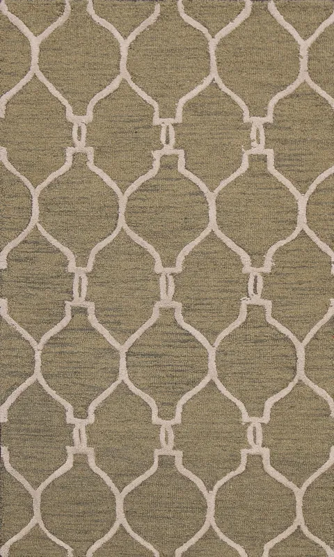 Green Geometric Hand-tufted Trellis Rug 3'x5'