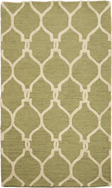 Green Geometric Hand-tufted Trellis Rug 3'x5'
