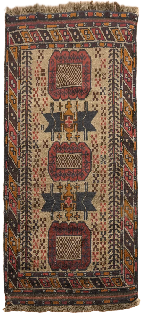 Tribal Geometric Balouch Oriental Runner Rug 3x7