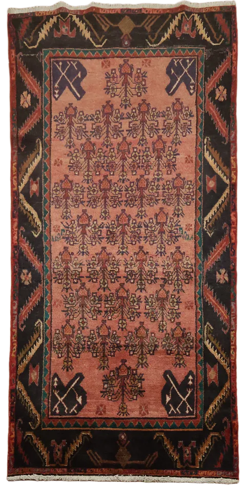 Traditional Vintage Hamedan Persian Wool Rug 4x8 ft