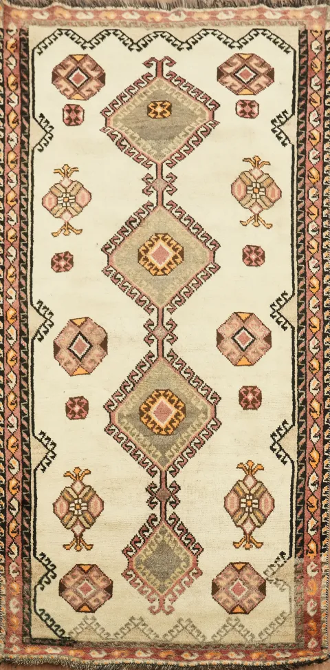 Tribal Geometric Qashqai Persian Area Rug 4x7