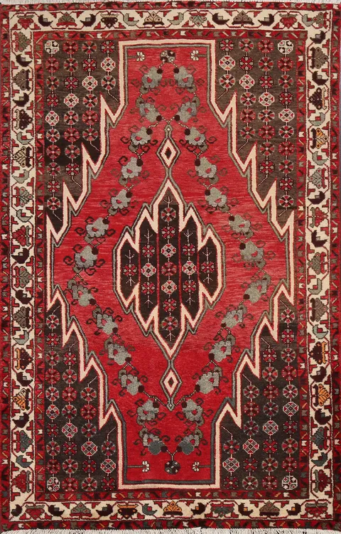 Tribal Geometric Hamedan Persian Area Rug 4x7