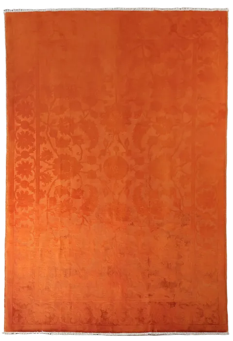 Traditional Carved Burnt Orange Oushak Chobi Area Rug 6x9