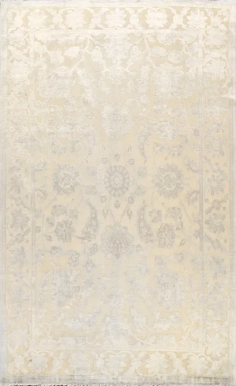 Vegetable Dye Carved Beige Chobi Oriental Area Rug 6x10
