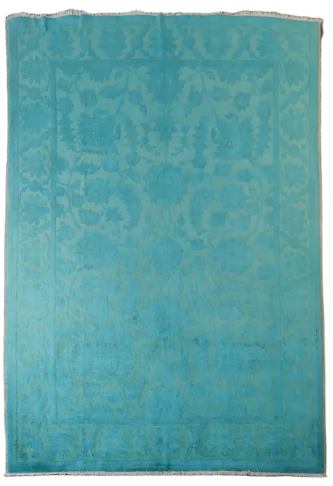 Vegetable Dye Carved Oushak Chobi Oriental Area Rug 6x9