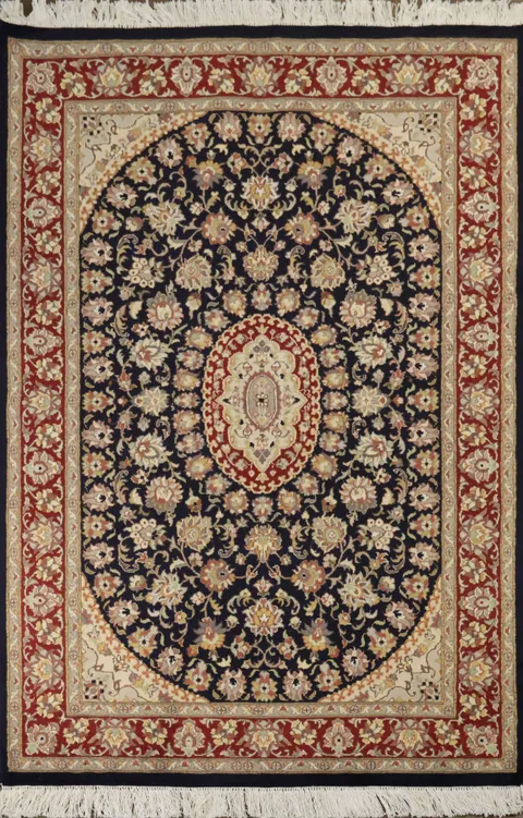 Vegetable Dye Floral Tabriz Oriental Area Rug 4x6