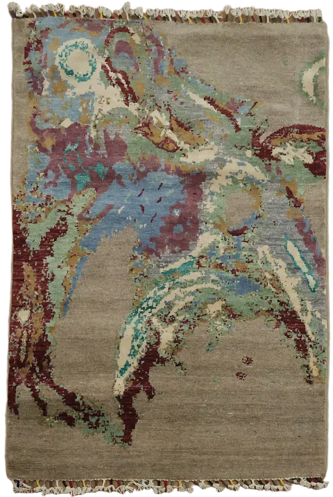 Abstract Art Rug with Bold Earth Tones to Elevate Your Space 3x4