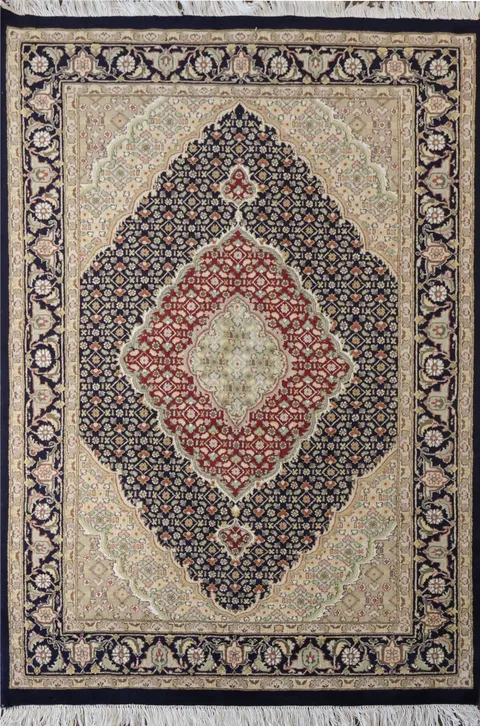 Geometric Tabriz Mahi Oriental Wool Rug 4x6