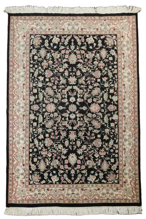 Vegetable Dye Floral Tabriz Oriental Wool Rug 4x6