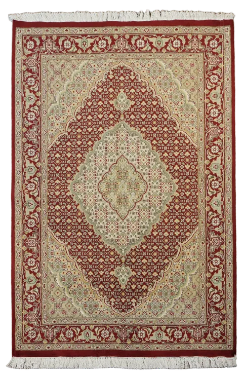 Vegetable Dye Tabriz Mahi Oriental Wool Rug 4x6