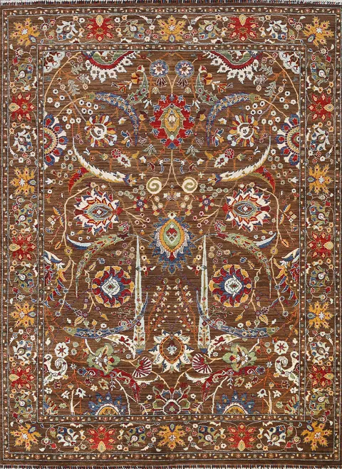 100% Vegetable Dye Floral Ziegler Oriental Area Rug 8x10