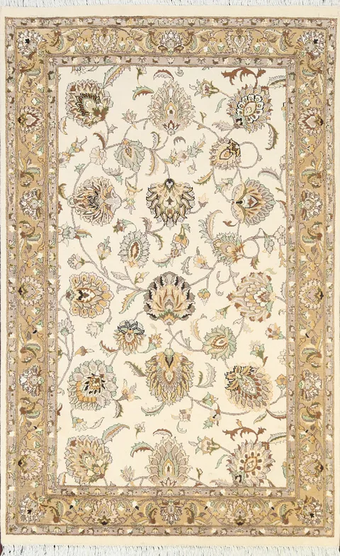 100% Vegetable Dye Floral Tabriz Oriental Area Rug 4x6