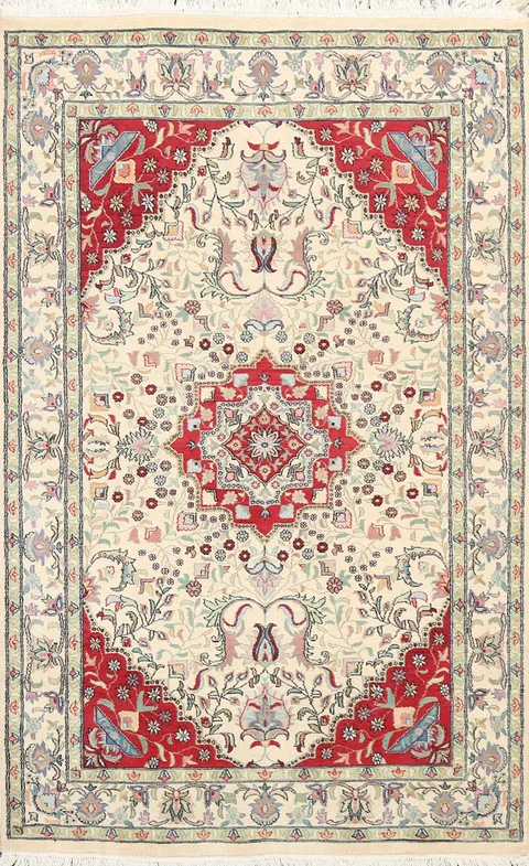 100% Vegetable Dye Tabriz Oriental Area Rug 4x6