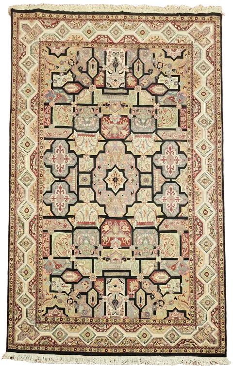 100% Vegetable Dye Isfahan Oriental Area Rug 6x9