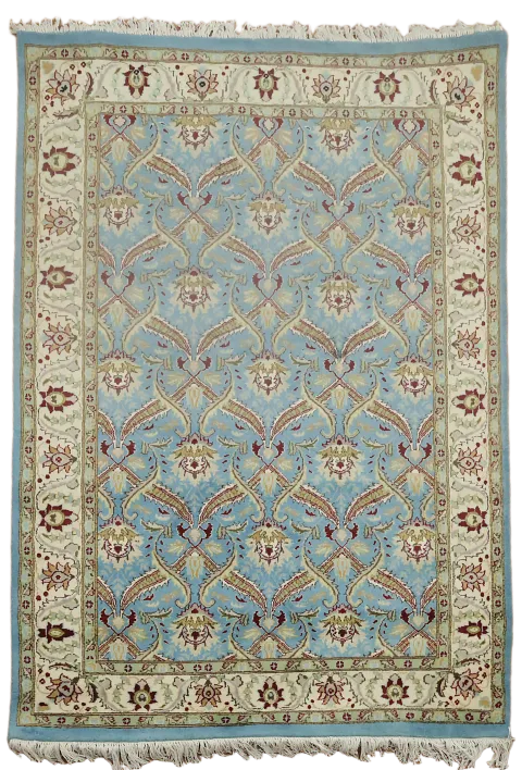 Traditional Blue Rug Featuring Delicate Floral Patterns 4x6