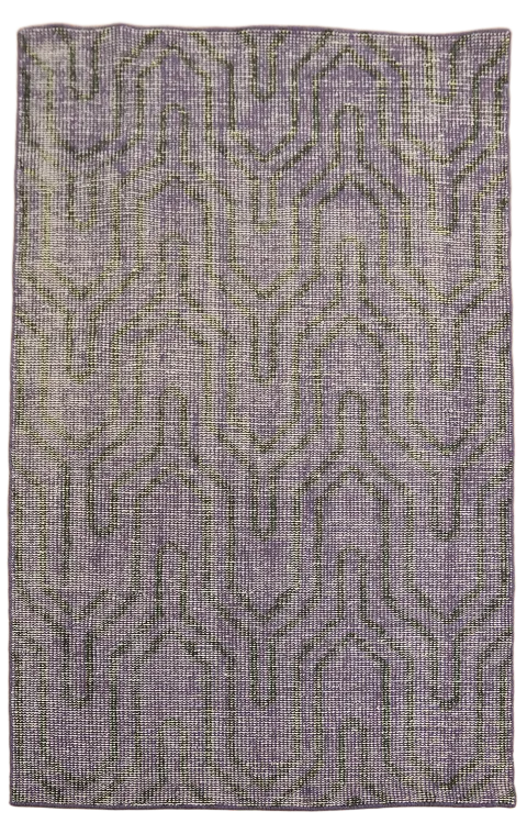 Distressed Vintage-Spired Purple Rug 4x6 ft