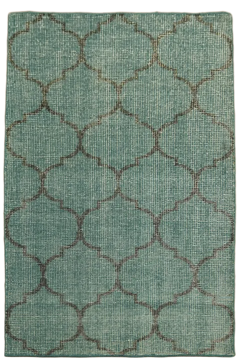 Soft Blue Distressed Trellis Rug for Modern Homes 4'x6'