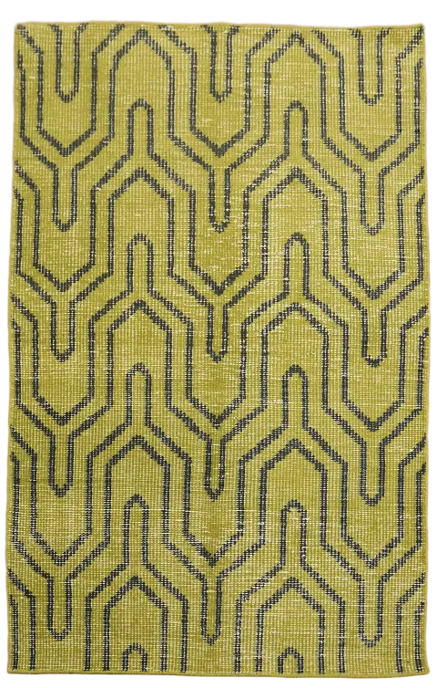 Distressed Green and Charcoal Modern Rug for Contemporary Interiors 4x6 ft