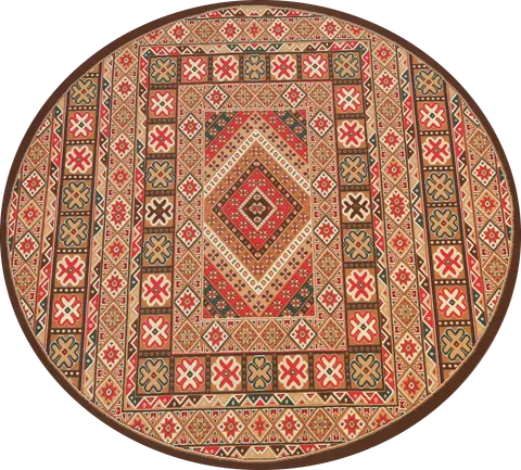 Geometric Tabriz Oriental Area Rug 7x7 Round