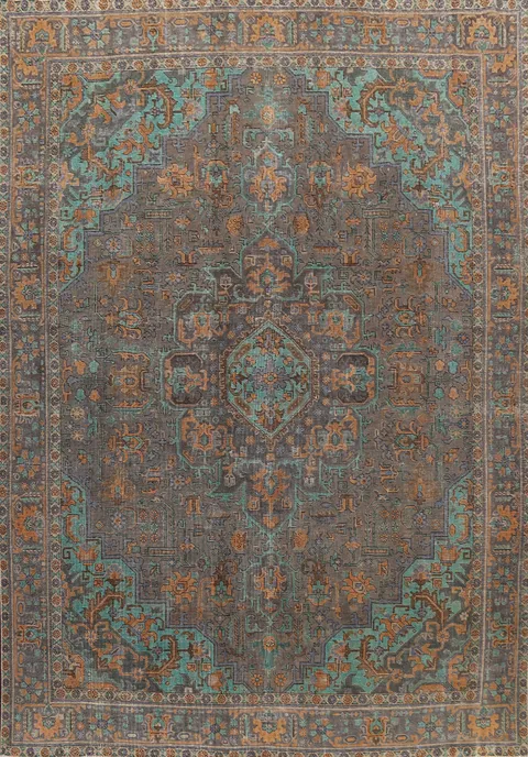 Traditional Distressed Tabriz Persian Area Rug 10x12