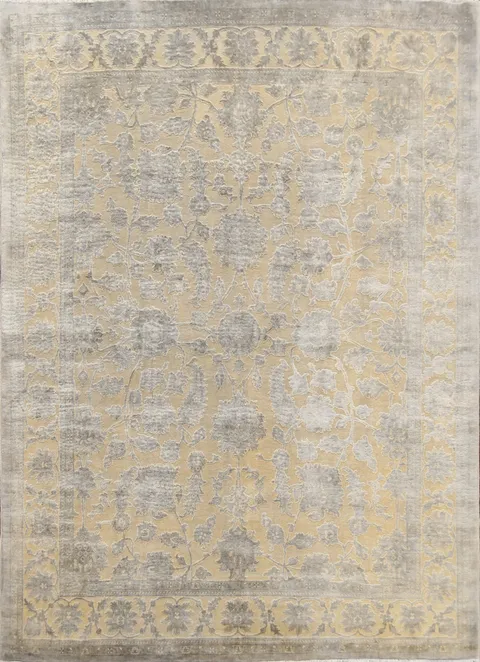 Classic Gray and Gold Floral Design Rug for Timeless Spaces 8x11
