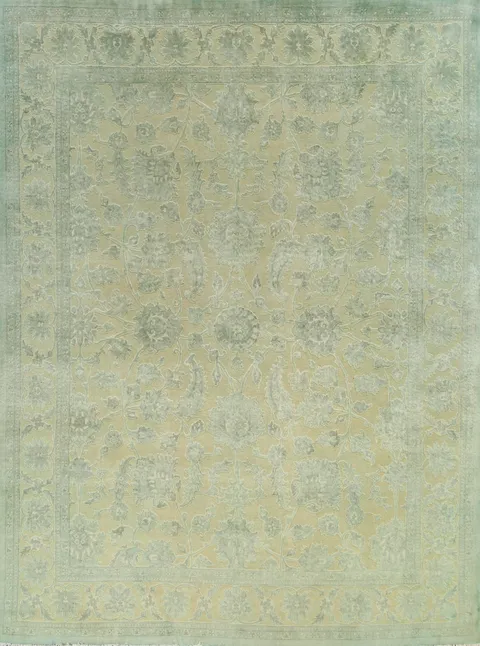 Timeless Classic Rug in Soft Green Tones and Floral Motifs 8x10