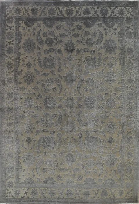 Ornamental Gray Rug Featuring Heritage-Inspired Patterns 9x12