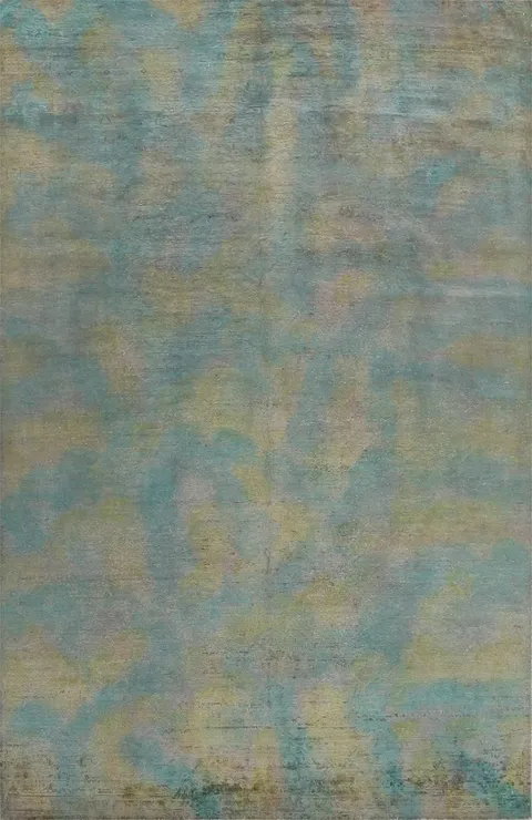 Turquoise Oushak Abstract Area Rug 6x9