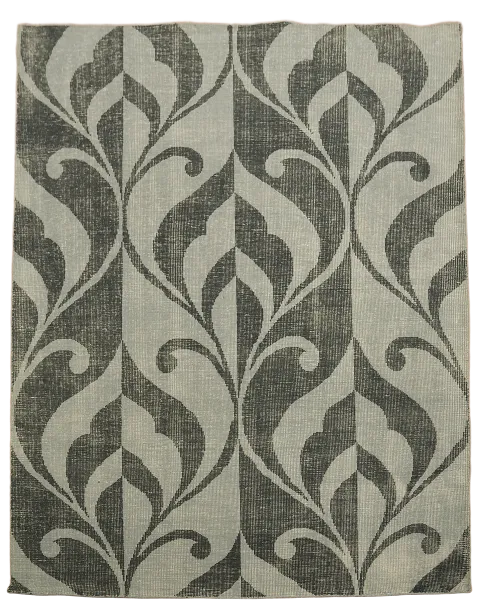 Contemporary Charcoal and Grey Rug with Dynamic Leafy Patterns
