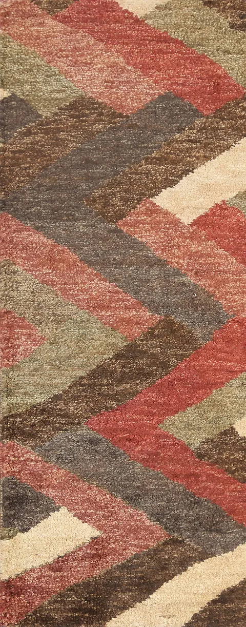 Chevron Style Moroccan Oriental Runner Rug 3x8