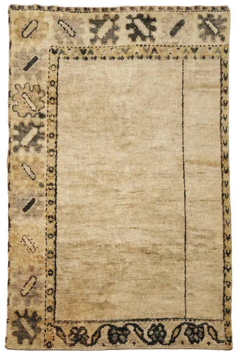 Elegant Beige Living Room Rug Featuring Intricate Border Designs 6x8