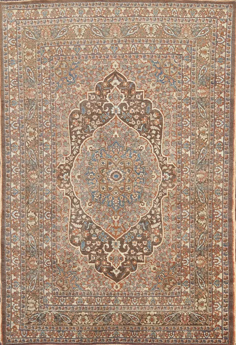 Pre-1900 Antique Vegetable Dye Tabriz Haj Jalili Persian Area Rug 5x6