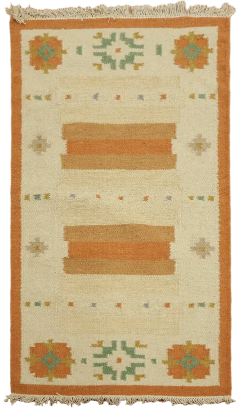 Earthy Tones and Geometric Design in a Modern Kilim Rug 3x5